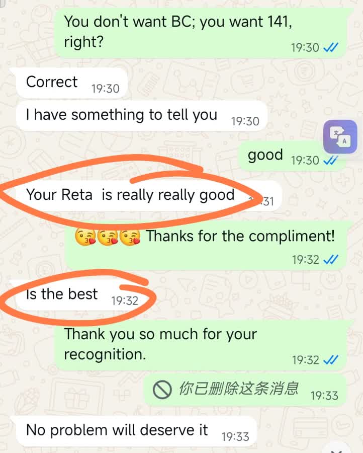 Customer WhatsApp product feedback